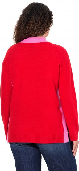 Ulla Popken Color Block Long Sleeve Sweater Lychee - Mikiny & mikiny bez kapucne - 