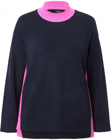 Ulla Popken Color Block Long Sleeve Sweater Ink Blue - Mikiny & mikiny bez kapucne - 