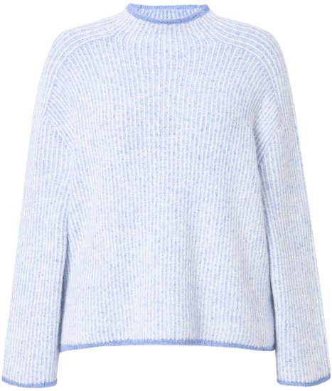 Ulla Popken Striped Wool Blend Turtleneck Sweater Sky Blue - Mikiny & mikiny bez kapucne - 