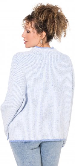 Ulla Popken Striped Wool Blend Turtleneck Sweater Sky Blue - Mikiny & mikiny bez kapucne - 