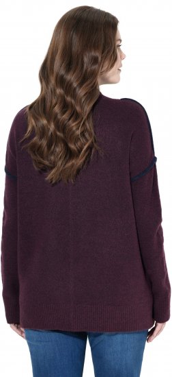 Ulla Popken Contrast Trim Long Sleeve Sweater Dark Ruby - Mikiny & mikiny bez kapucne - 