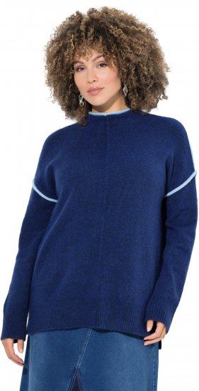 Ulla Popken Contrast Trim Long Sleeve Sweater Dark Blue - Mikiny & mikiny bez kapucne - 