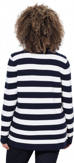 Ulla Popken Striped Polo Collar Long Sleeve Sweater Navy - Mikiny & mikiny bez kapucne - 