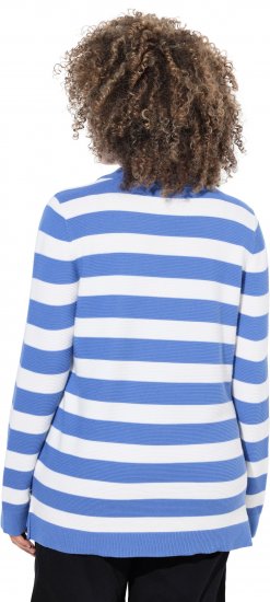 Ulla Popken Striped Polo Collar Long Sleeve Sweater Aegean Blue - Mikiny & mikiny bez kapucne - 