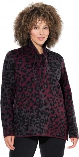 Ulla Popken Leopard Print Scarf Sweater Dark Ruby - Mikiny & mikiny bez kapucne - 