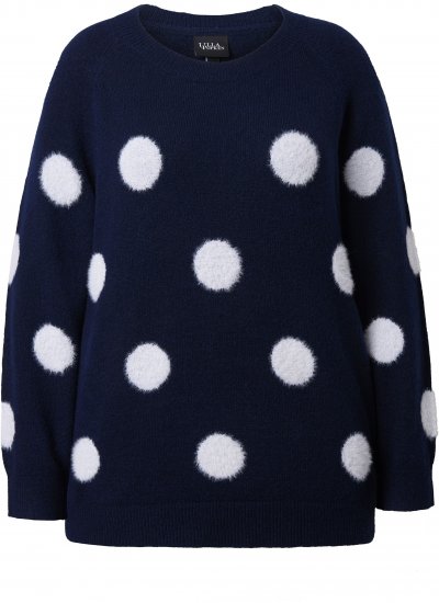 Ulla Popken Fluffy Polka Dot Sweater Ink Blue - Mikiny & mikiny bez kapucne - 