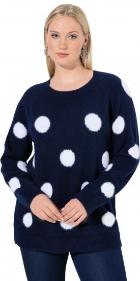 Ulla Popken Fluffy Polka Dot Sweater Ink Blue - Mikiny & mikiny bez kapucne - 