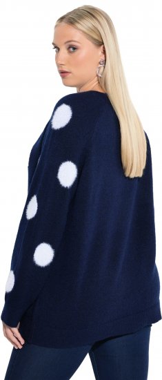 Ulla Popken Fluffy Polka Dot Sweater Ink Blue - Mikiny & mikiny bez kapucne - 