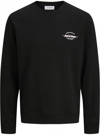 Jack & Jones Brandon Sweatshirt Black - Mikiny & mikiny bez kapucne - Mikiny & Mikiny s Kapucňou 2XL-12XL