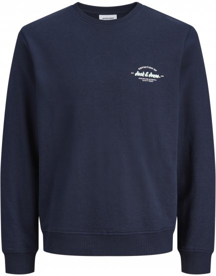 Jack & Jones Brandon Sweatshirt Navy - Mikiny & mikiny bez kapucne - Mikiny & Mikiny s Kapucňou 2XL-12XL