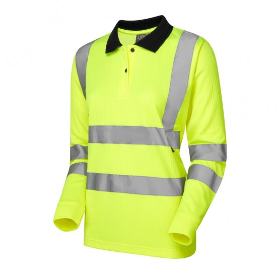 Leo Beaford EcoViz Comfort Women's Sleeved Polo Shirt Yellow - Pracovné Odevy - 
