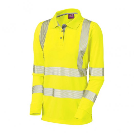 Leo Pollyfield EcoViz Performance+ Women's Sleeved Polo Shirt Yellow - Pracovné Odevy - 