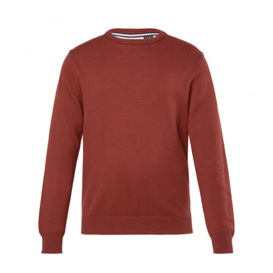 JP1880 Classic Round Neck Long Sleeve Sweater Brick Brown - Mikiny & mikiny bez kapucne - Mikiny & Mikiny s Kapucňou 2XL-12XL