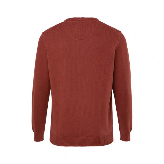 JP1880 Classic Round Neck Long Sleeve Sweater Brick Brown - Mikiny & mikiny bez kapucne - Mikiny & Mikiny s Kapucňou 2XL-12XL