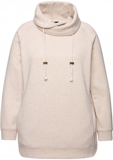 Ulla Popken Drawstring Collar Long Sleeve Sweatshirt Nature Melange - Mikiny & mikiny bez kapucne - 