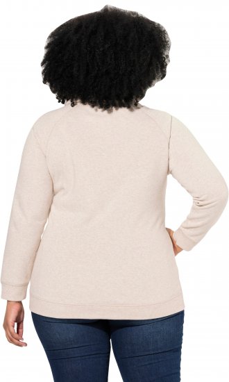 Ulla Popken Drawstring Collar Long Sleeve Sweatshirt Nature Melange - Mikiny & mikiny bez kapucne - 