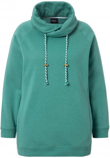 Ulla Popken Drawstring Collar Long Sleeve Sweatshirt Green - Mikiny & mikiny bez kapucne - 