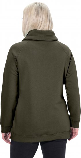 Ulla Popken Drawstring Collar Long Sleeve Sweatshirt Olive - Ulla Popken - 