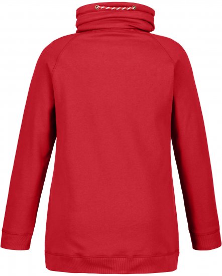 Ulla Popken Drawstring Collar Long Sleeve Sweatshirt Salsa Red - Mikiny & mikiny bez kapucne - 