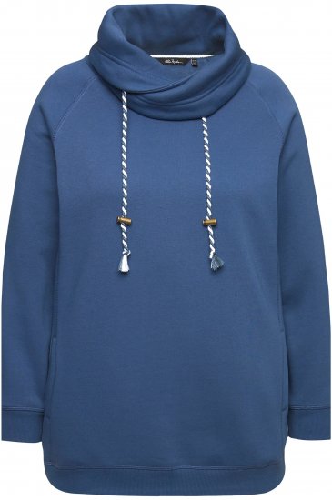 Ulla Popken Drawstring Collar Long Sleeve Sweatshirt Ink Blue - Mikiny & mikiny bez kapucne - 
