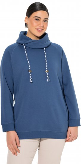 Ulla Popken Drawstring Collar Long Sleeve Sweatshirt Ink Blue - Mikiny & mikiny bez kapucne - 