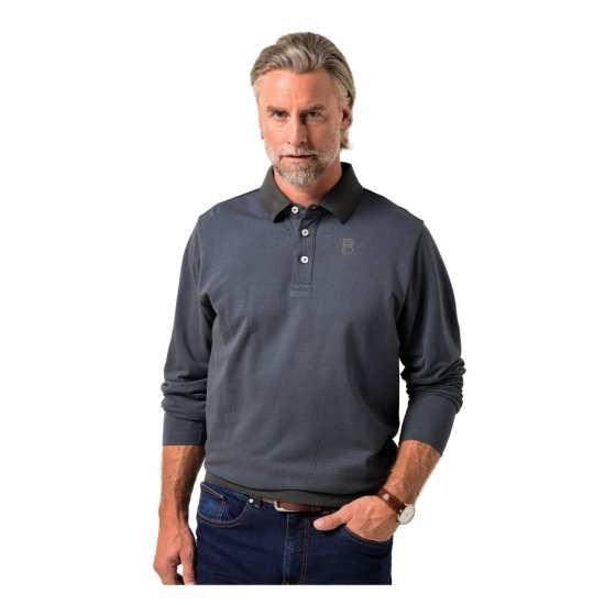 Boston Park Polo Shirt Long Sleeve Pique Grey - Polokošele - Polokošele 2XL-8XL