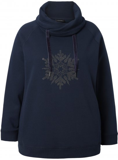 Ulla Popken Rhinestone Snowflake Turtleneck Sweatshirt Navy - Mikiny & mikiny bez kapucne - 