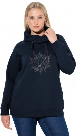 Ulla Popken Rhinestone Snowflake Turtleneck Sweatshirt Navy - Mikiny & mikiny bez kapucne - 