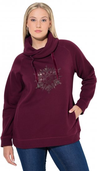 Ulla Popken Rhinestone Snowflake Turtleneck Sweatshirt Dark Ruby - Mikiny & mikiny bez kapucne - 