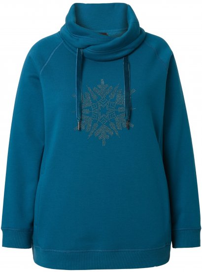 Ulla Popken Rhinestone Snowflake Turtleneck Sweatshirt Teal - Mikiny & mikiny bez kapucne - 