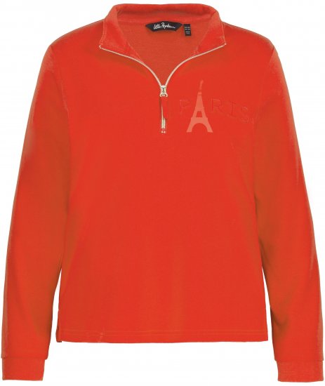 Ulla Popken PARIS Theme Zip Neck Sweatshirt Light Red - Mikiny & mikiny bez kapucne - 