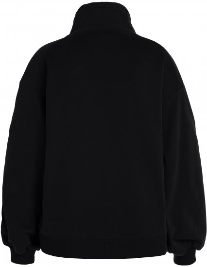 Ulla Popken Gathered Sleeve Oversized Fit Sweatshirt Black - Mikiny & mikiny bez kapucne - 
