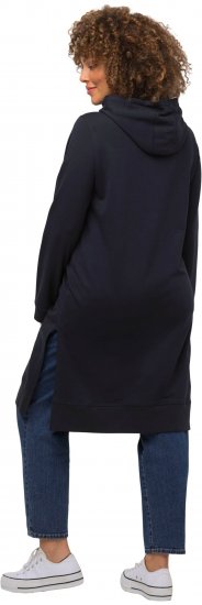 Ulla Popken Extra Long Abstract Graphic Hoodie Navy - Mikiny & mikiny bez kapucne - 