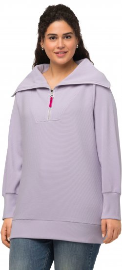 Ulla Popken Long Sleeve Troyer Collar Sweatshirt Pastel Lilac - Mikiny & mikiny bez kapucne - 