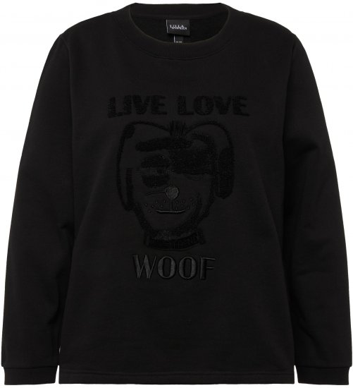 Ulla Popken Flock Print Long Sleeve Crew Neck Sweatshirt Black - Mikiny & mikiny bez kapucne - 
