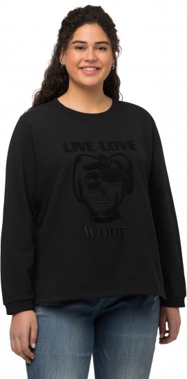 Ulla Popken Flock Print Long Sleeve Crew Neck Sweatshirt Black - Mikiny & mikiny bez kapucne - 