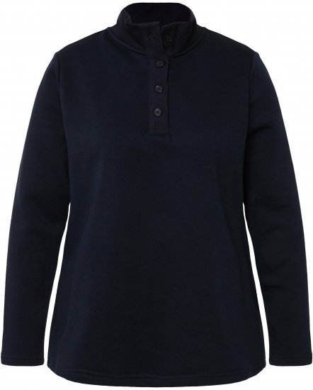 Ulla Popken Collared Long Sleeve Sweatshirt Navy - Mikiny & mikiny bez kapucne - 