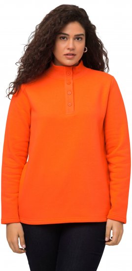 Ulla Popken Collared Long Sleeve Sweatshirt Tangerine - Mikiny & mikiny bez kapucne - 