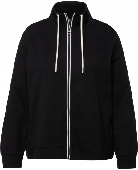 Ulla Popken Contrast Color Zip Up Sweatshirt Black - Mikiny & mikiny bez kapucne - 