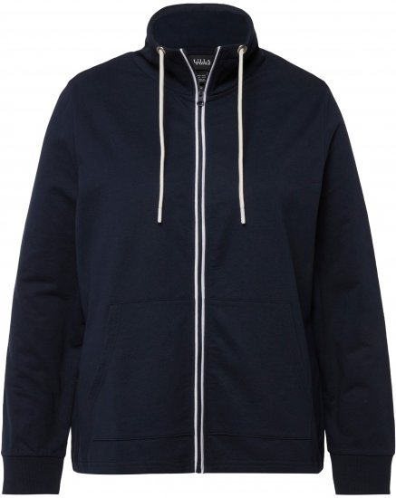 Ulla Popken Contrast Color Zip Up Sweatshirt Navy - Mikiny & mikiny bez kapucne - 