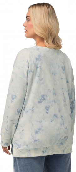 Ulla Popken Tie-Dyed Long Sleeve Sweatshirt Snow White - Mikiny & mikiny bez kapucne - 