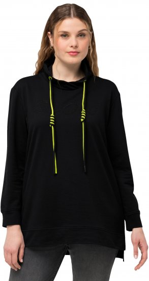 Ulla Popken GLOW Lettered Collared Sweatshirt Black - Mikiny & mikiny bez kapucne - 
