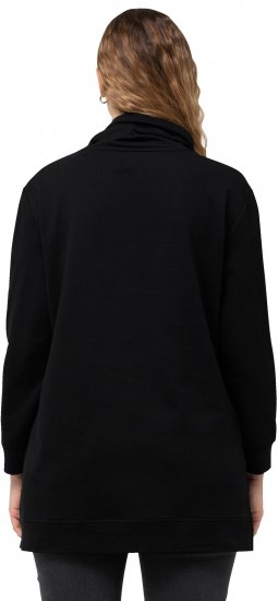 Ulla Popken GLOW Lettered Collared Sweatshirt Black - Mikiny & mikiny bez kapucne - 