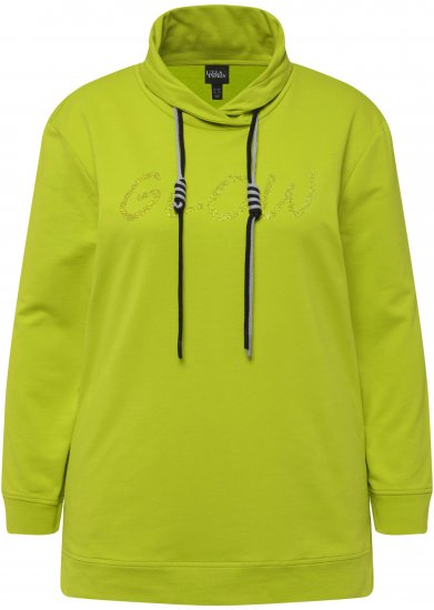 Ulla Popken GLOW Lettered Collared Sweatshirt Apple Green - Mikiny & mikiny bez kapucne - 