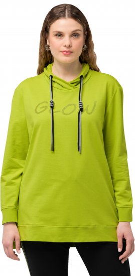 Ulla Popken GLOW Lettered Collared Sweatshirt Apple Green - Mikiny & mikiny bez kapucne - 
