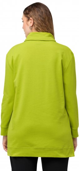 Ulla Popken GLOW Lettered Collared Sweatshirt Apple Green - Mikiny & mikiny bez kapucne - 