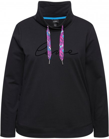 Ulla Popken Stand-Up Collar Long Sleeve Sweatshirt Black - Mikiny & mikiny bez kapucne - 