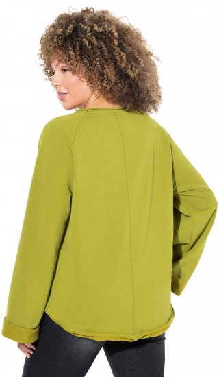 Ulla Popken Embroidered Freedom Rolled Edge Sweatshirt Avocado Green - Mikiny & mikiny bez kapucne - 