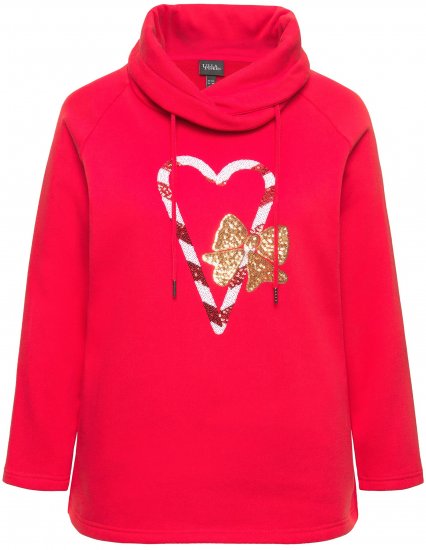 Ulla Popken Sparkling Candy Cane Graphic Sweatshirt Salsa - Mikiny & mikiny bez kapucne - 