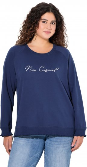Ulla Popken NEW CASUAL Ruffled Hem Sweatshirt Navy - Mikiny & mikiny bez kapucne - 